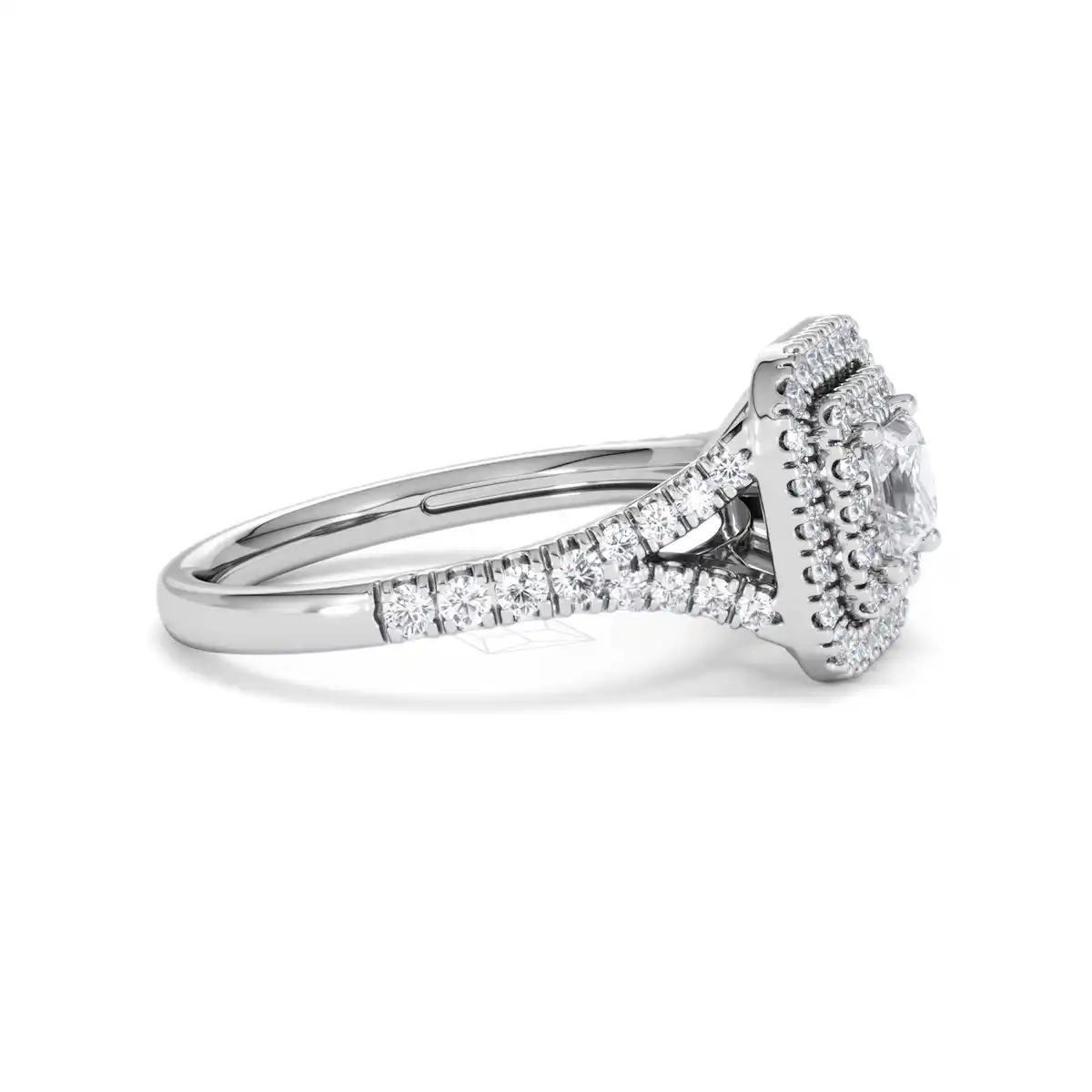 Cleopatra Lab Diamond Halo Engagement Ring 18K White Gold 1.20ct F/VS1