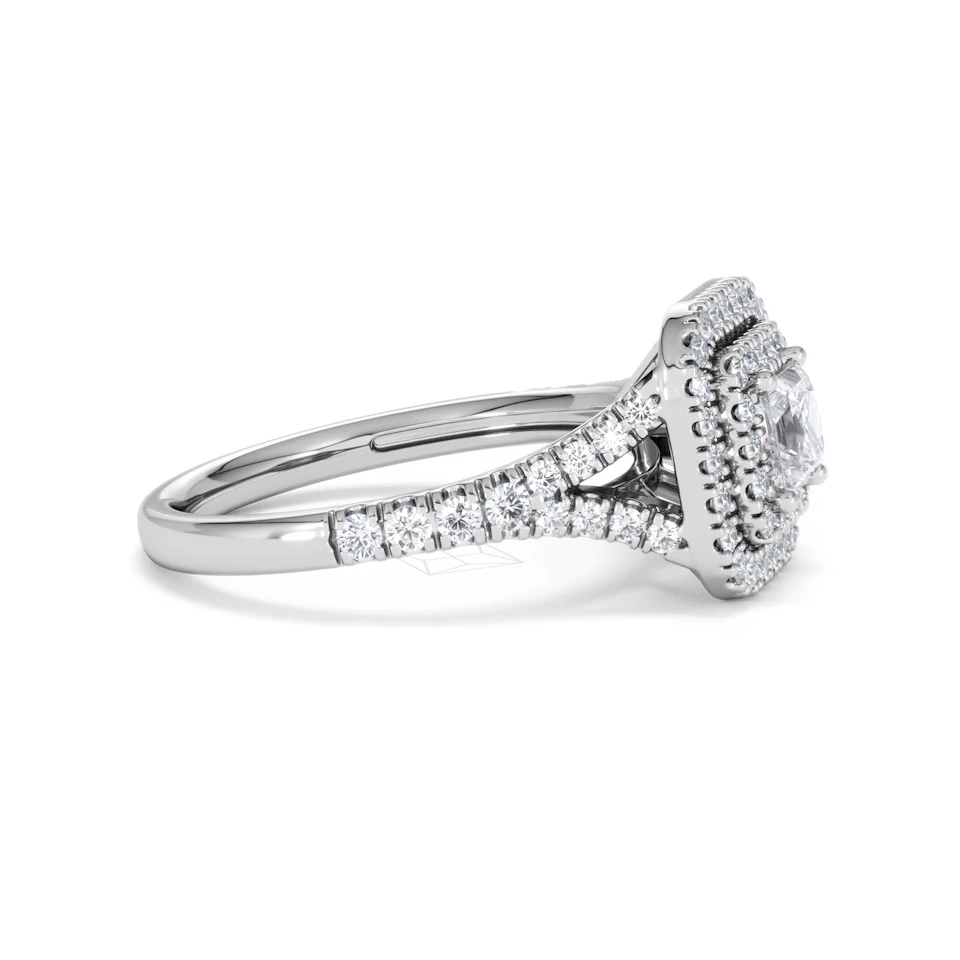 Cleopatra Lab Diamond Halo Engagement Ring in Platinum 1.20ct F/VS1