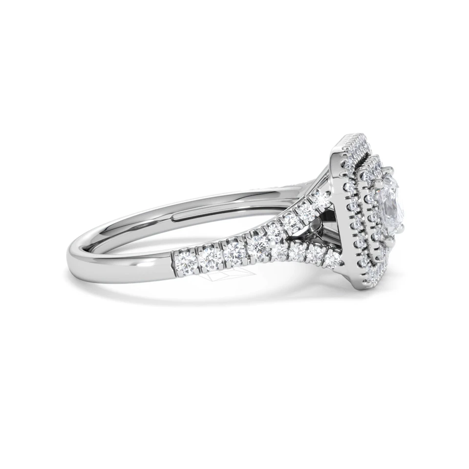 Cleopatra Diamond Halo Engagement Ring in Platinum 1.20ct G/SI2