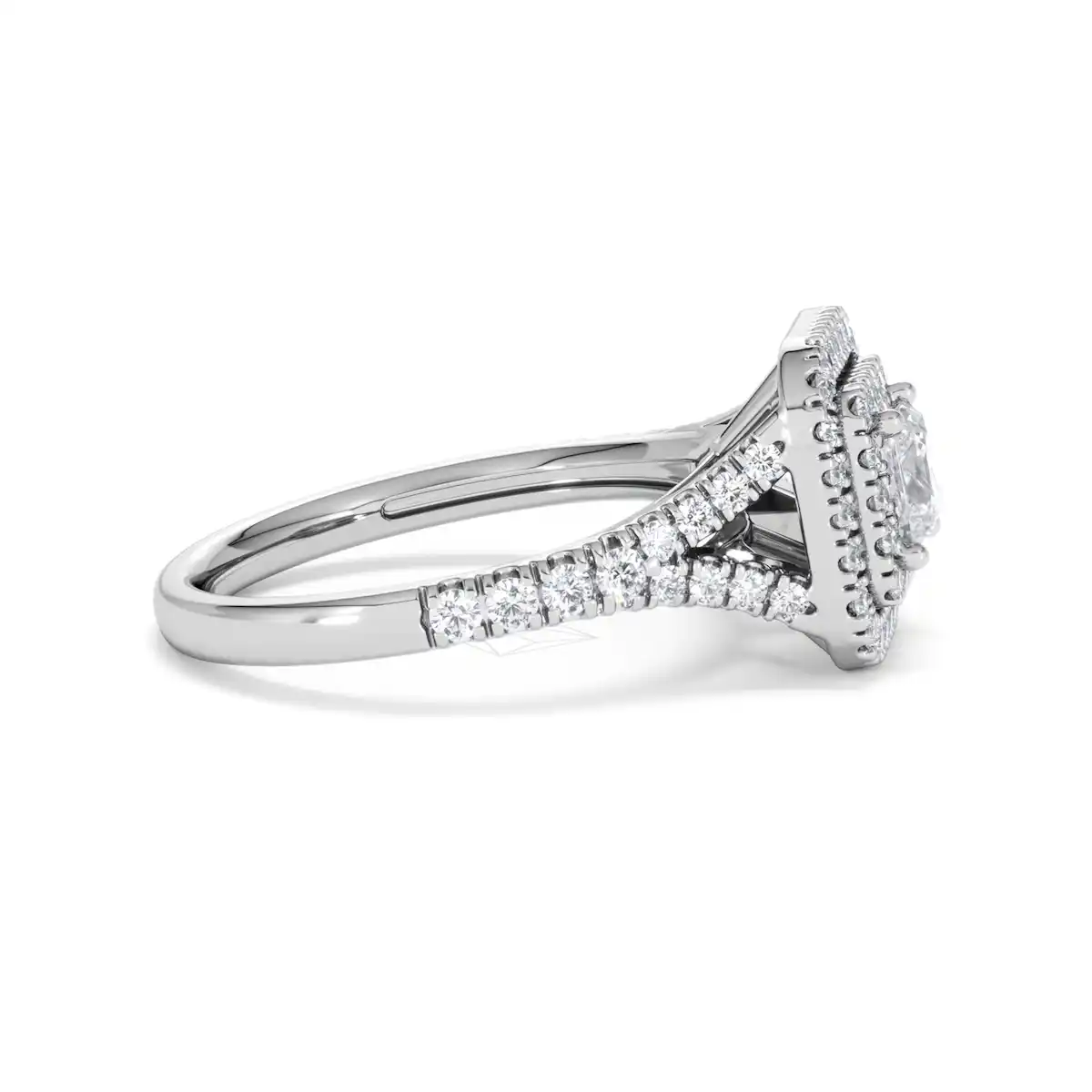 Cleopatra Diamond Halo Engagement Ring in Platinum 1.20ct G/SI2