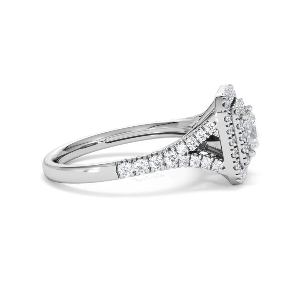 Cleopatra Lab Diamond Halo Engagement Ring 18K White Gold 1.20ct F/VS1