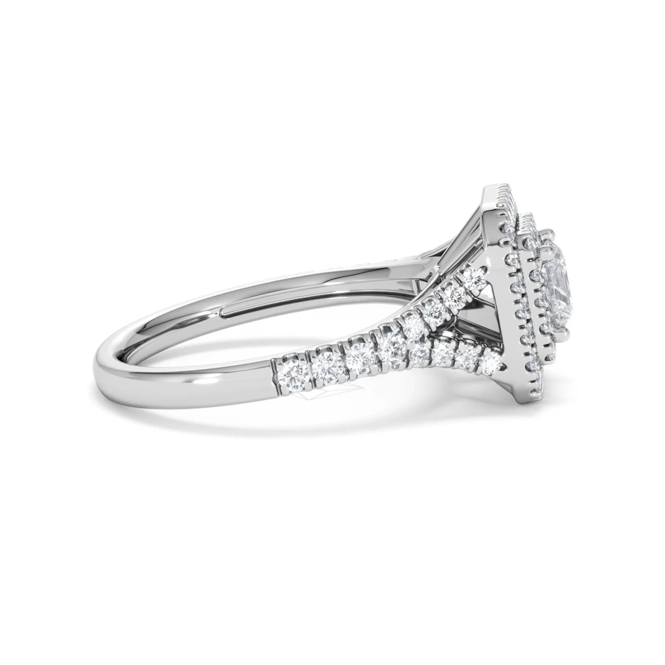 Cleopatra Diamond Halo Engagement Ring in Platinum 1.20ct G/SI2