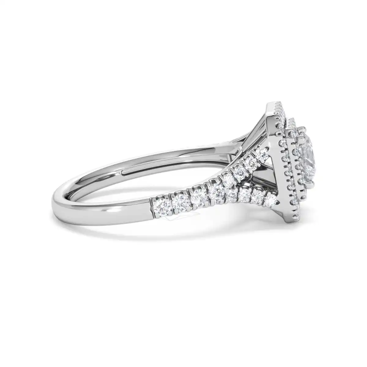 Cleopatra Lab Diamond Halo Engagement Ring 18K White Gold 1.20ct F/VS1