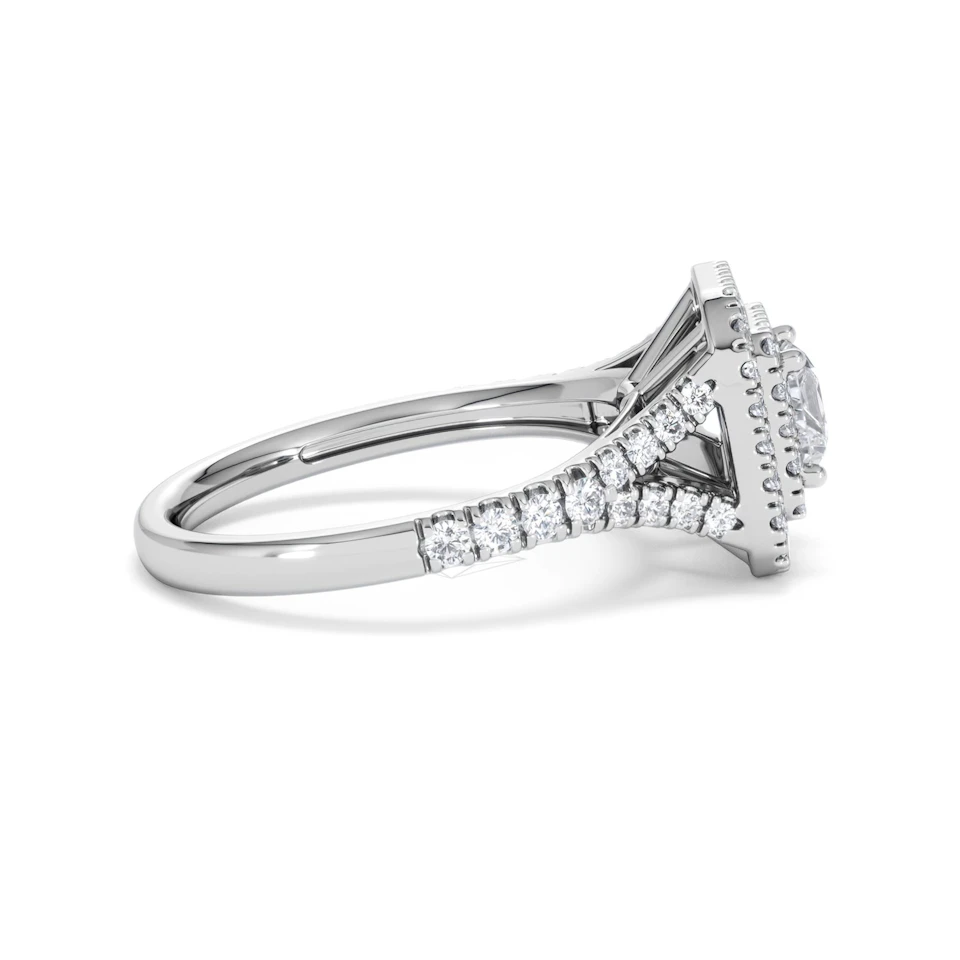 Cleopatra Diamond Halo Engagement Ring 18K White Gold 1.20ct G/SI2