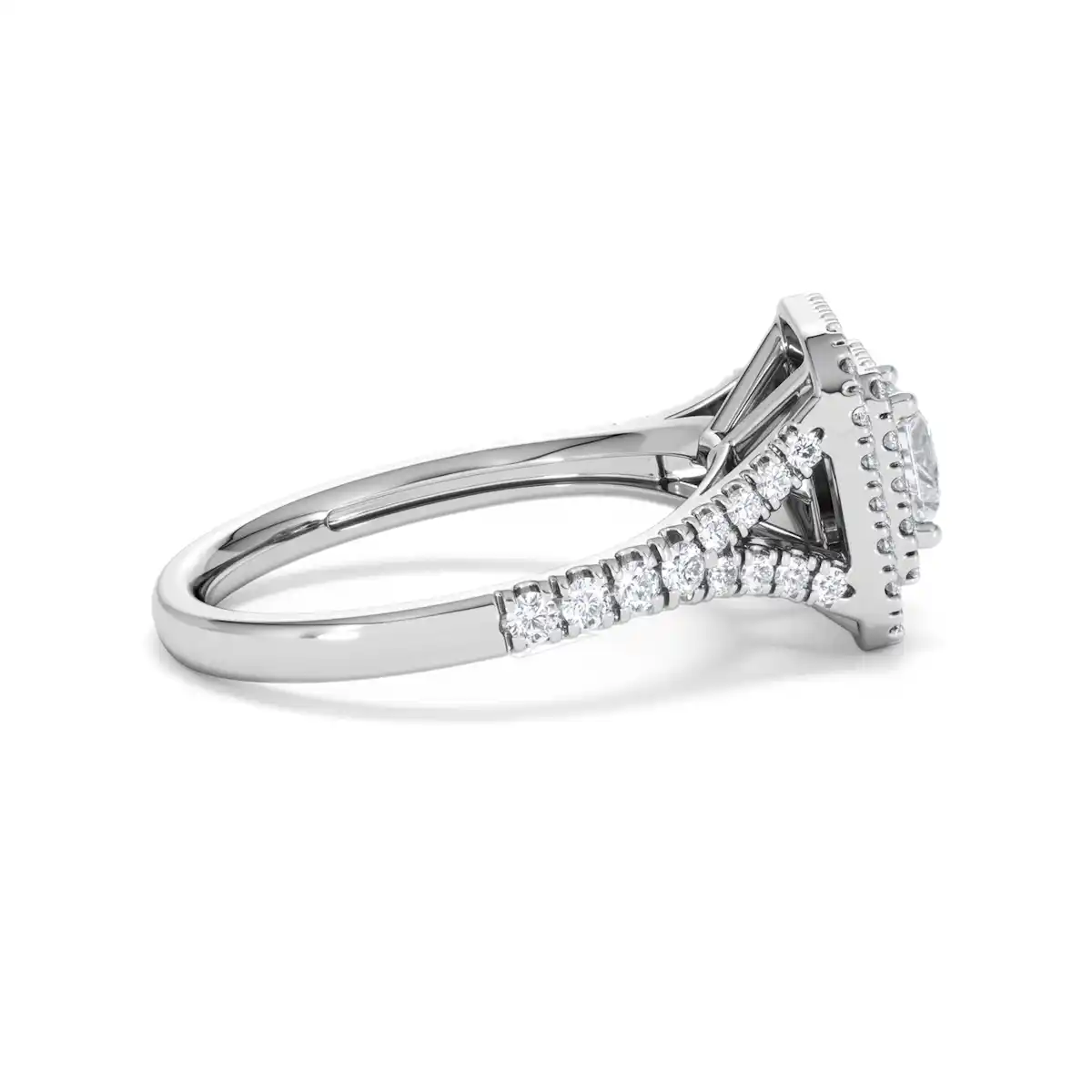 Cleopatra Lab Diamond Halo Engagement Ring in Platinum 1.20ct F/VS1