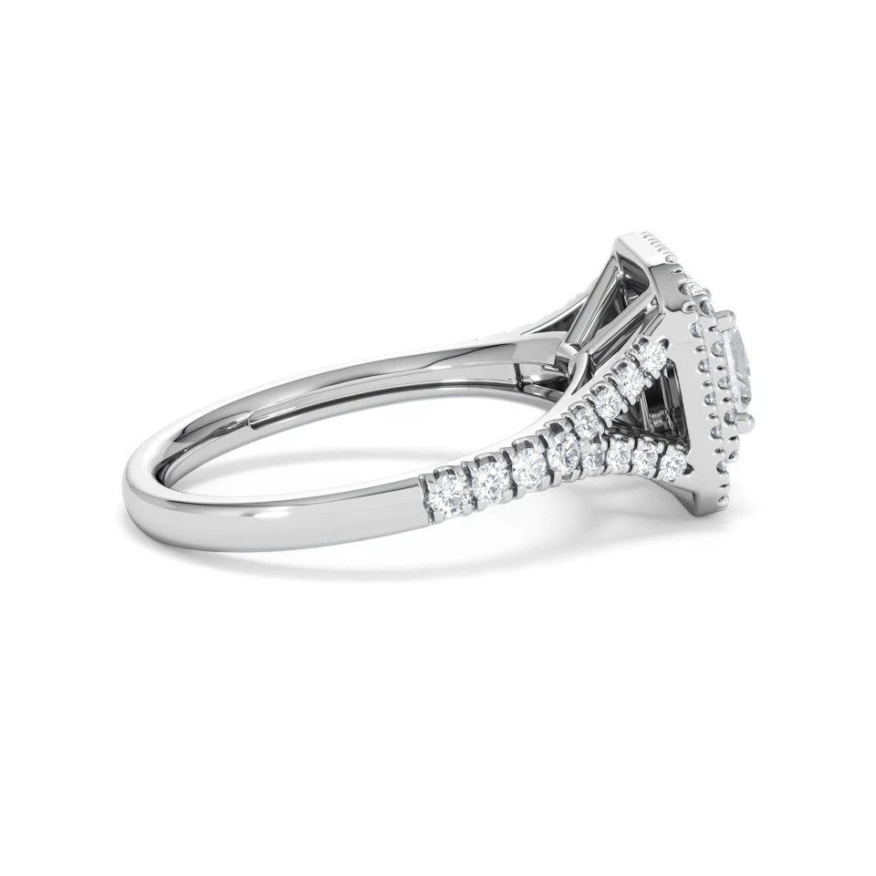Cleopatra Diamond Halo Engagement Ring in Platinum 1.20ct G/SI2