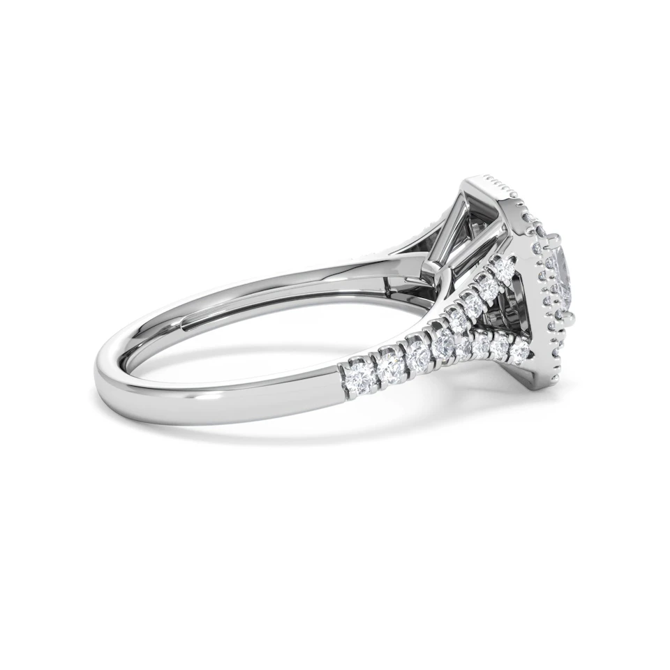 Cleopatra Diamond Halo Engagement Ring in Platinum 1.20ct G/SI2