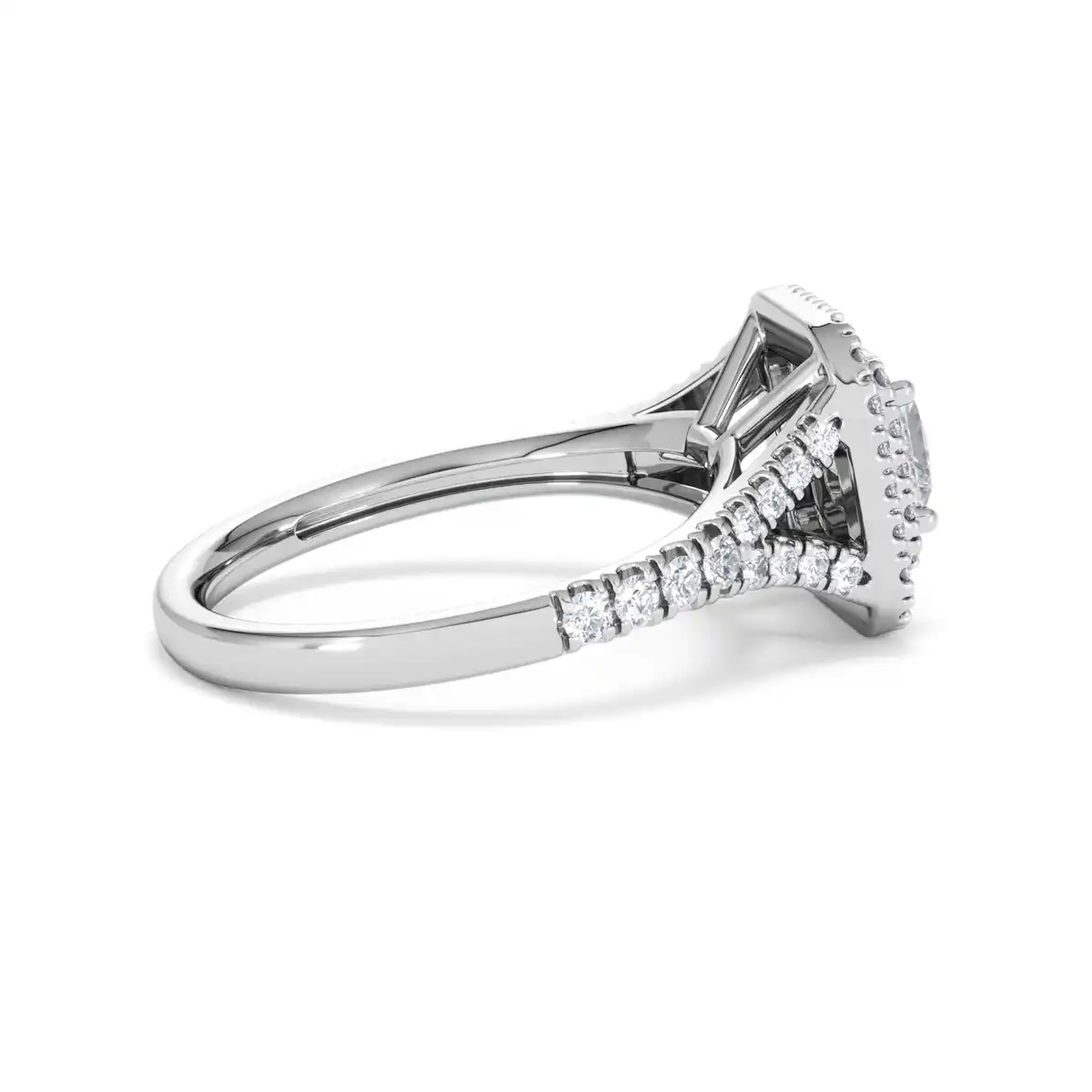 Cleopatra Lab Diamond Halo Engagement Ring in Platinum 1.20ct F/VS1