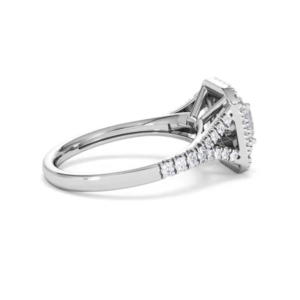 Cleopatra Diamond Halo Engagement Ring in Platinum 1.20ct G/SI2