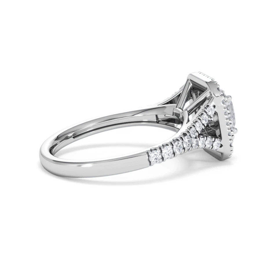 Cleopatra Lab Diamond Halo Engagement Ring 18K White Gold 1.20ct F/VS1