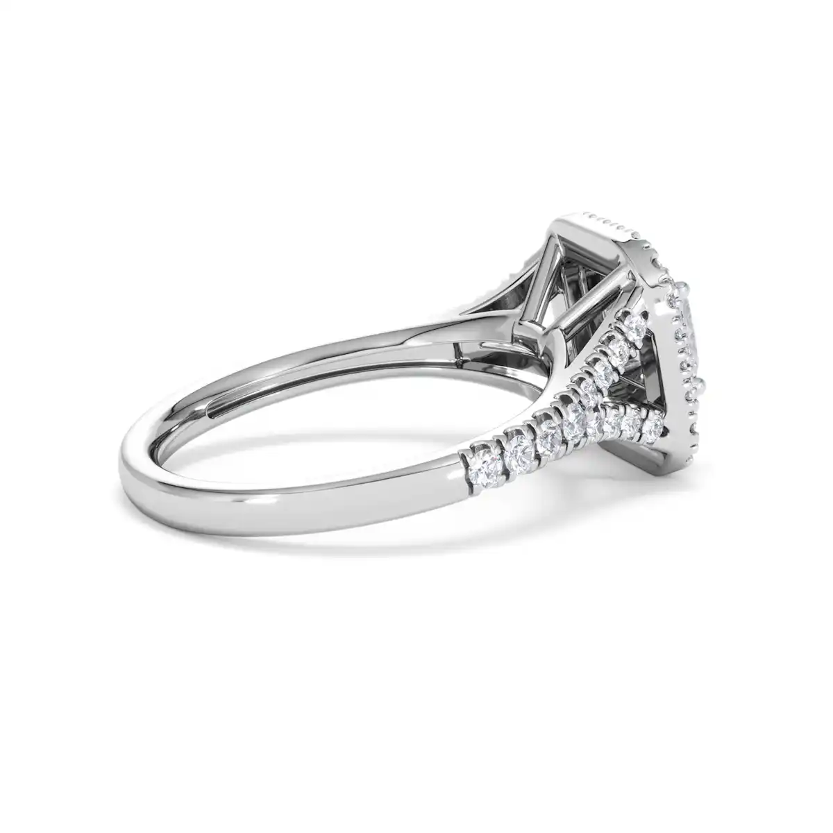 Cleopatra Lab Diamond Halo Engagement Ring 18K White Gold 1.20ct F/VS1