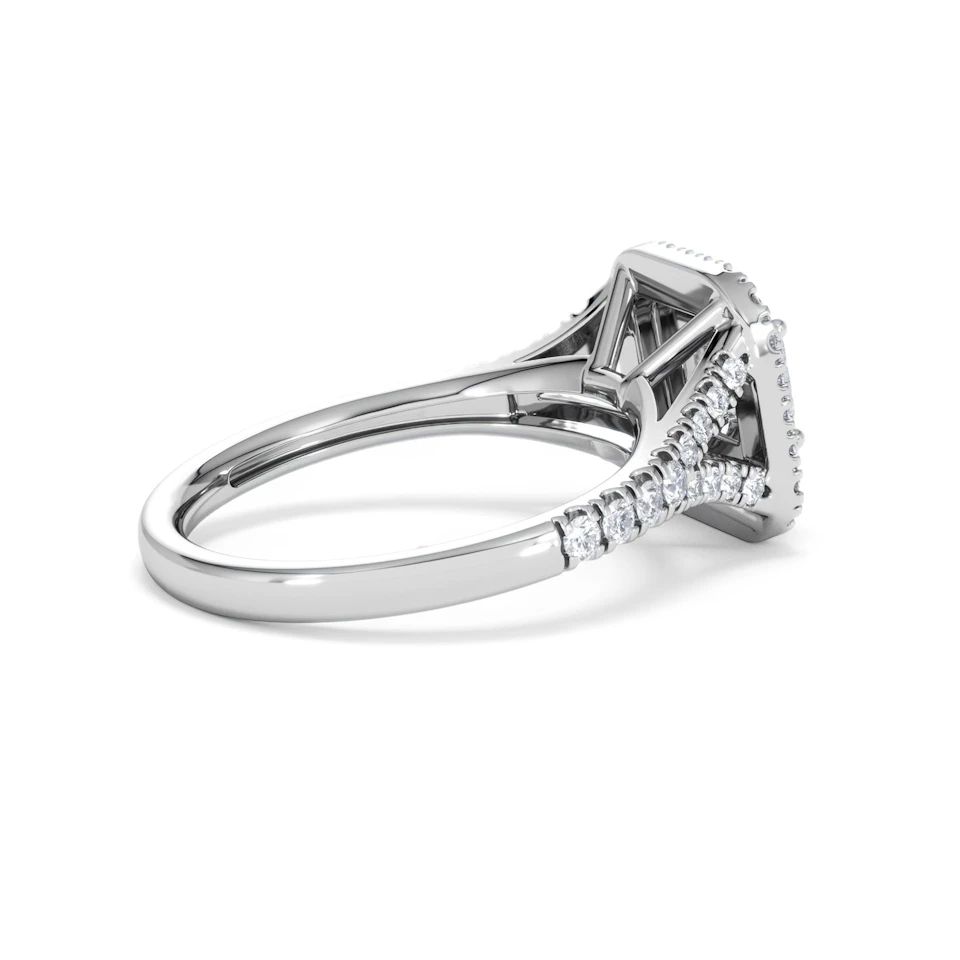 Cleopatra Lab Diamond Halo Engagement Ring 18K White Gold 1.20ct F/VS1