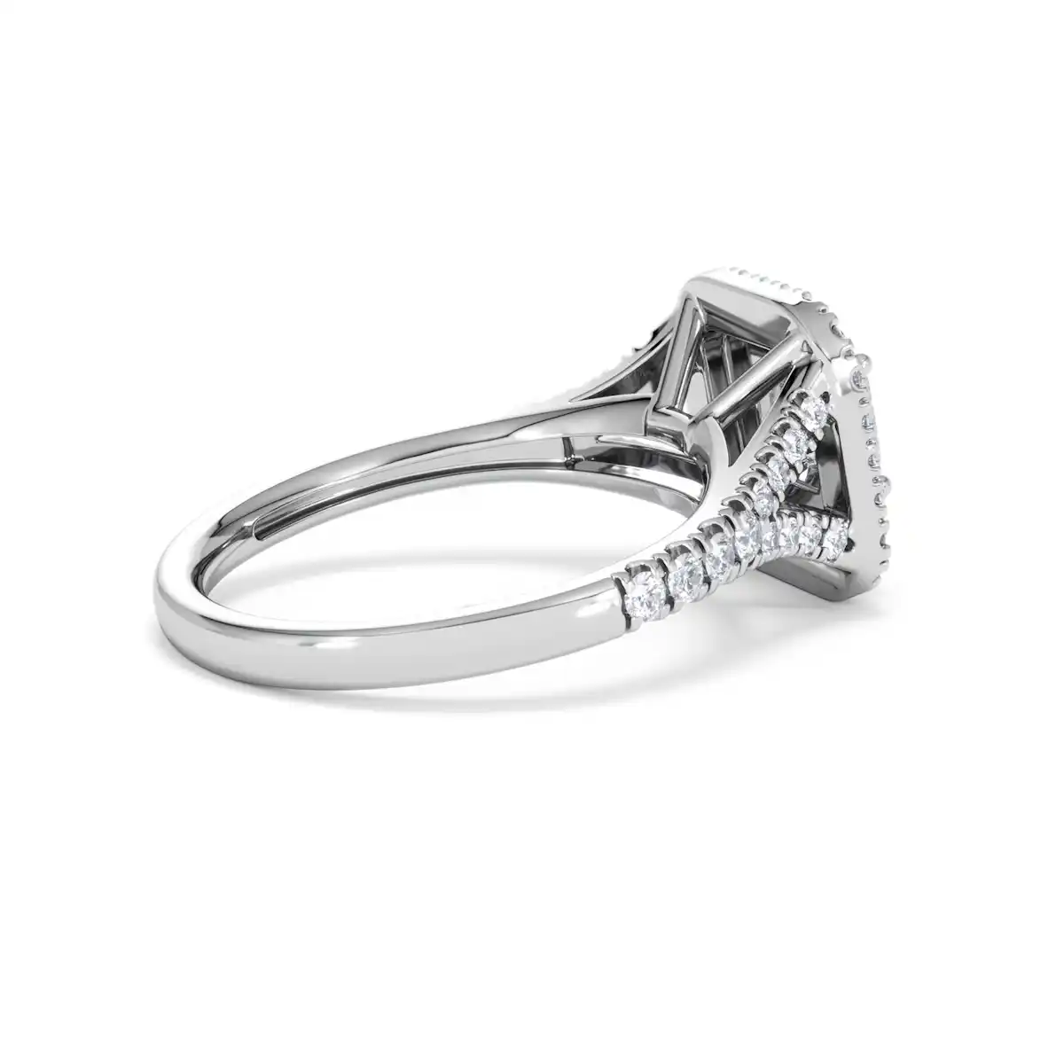 Cleopatra Diamond Halo Engagement Ring 18K White Gold 1.20ct G/SI2