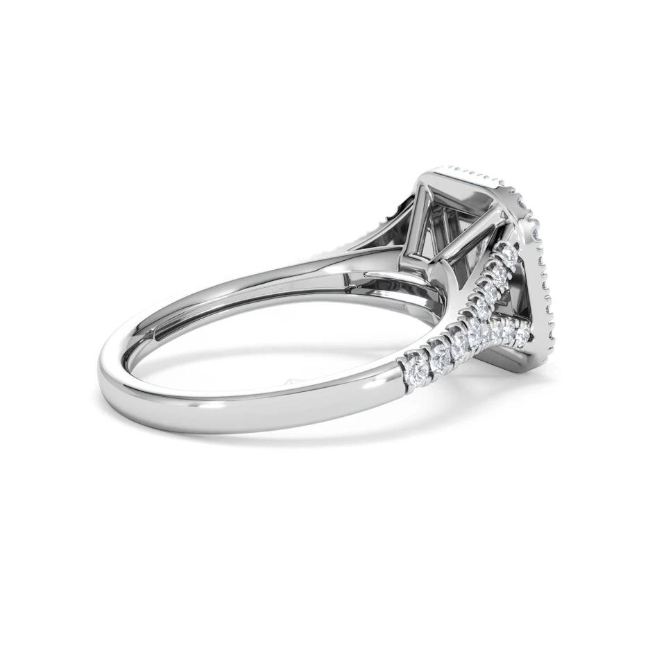 Cleopatra Diamond Halo Engagement Ring 18K White Gold 1.20ct G/SI2