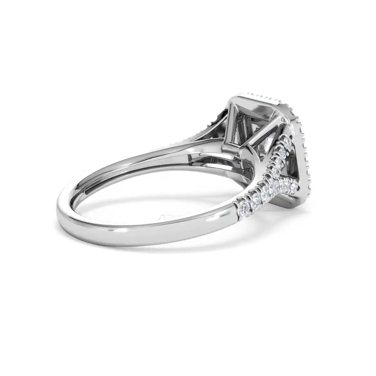 Cleopatra Diamond Halo Engagement Ring 18K White Gold 1.20ct G/SI2