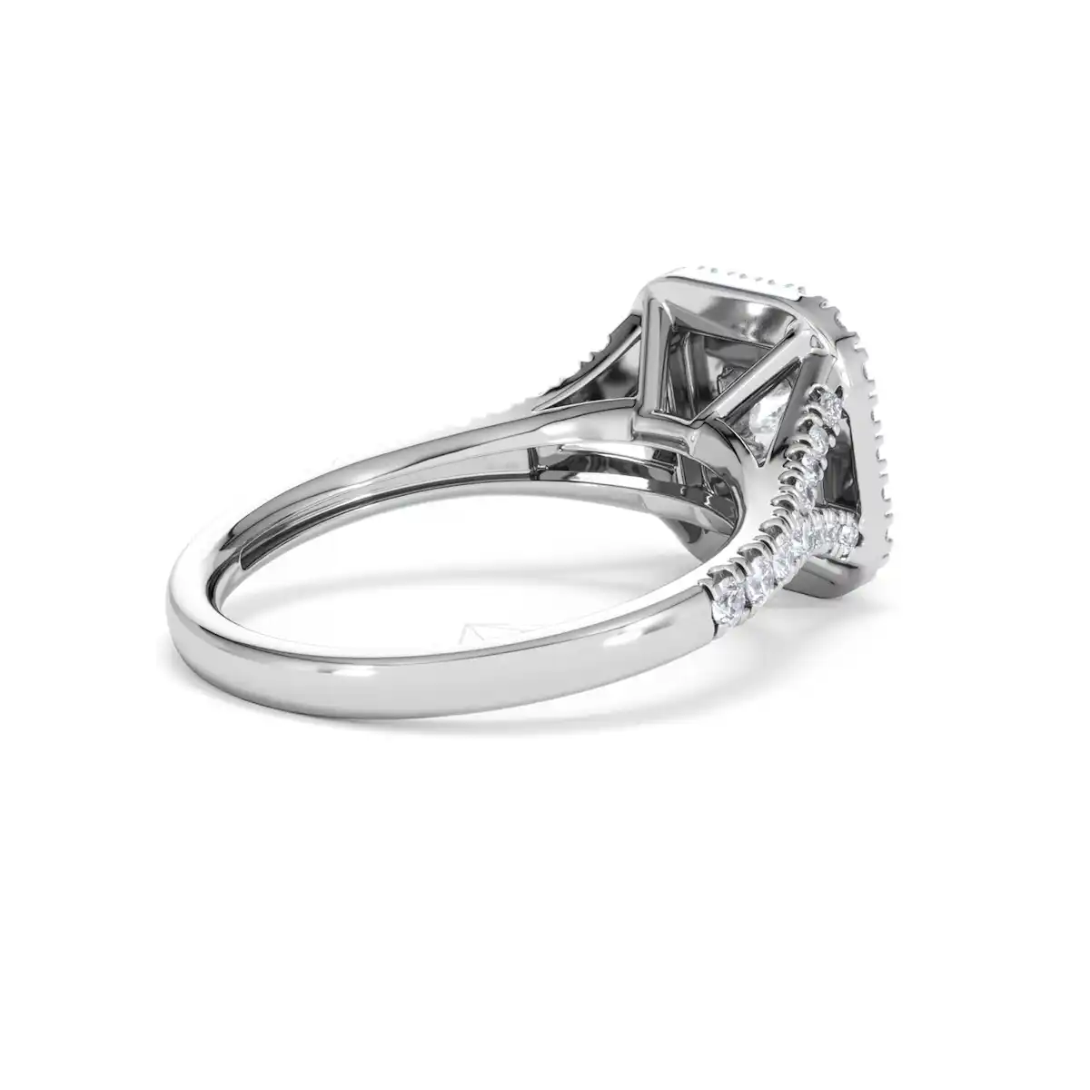 Cleopatra Diamond Halo Engagement Ring 18K White Gold 1.20ct G/SI2