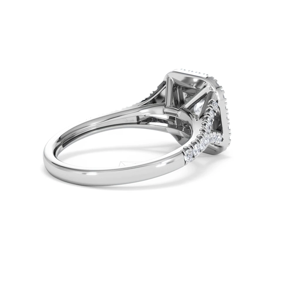 Cleopatra Lab Diamond Halo Engagement Ring 18K White Gold 1.20ct F/VS1