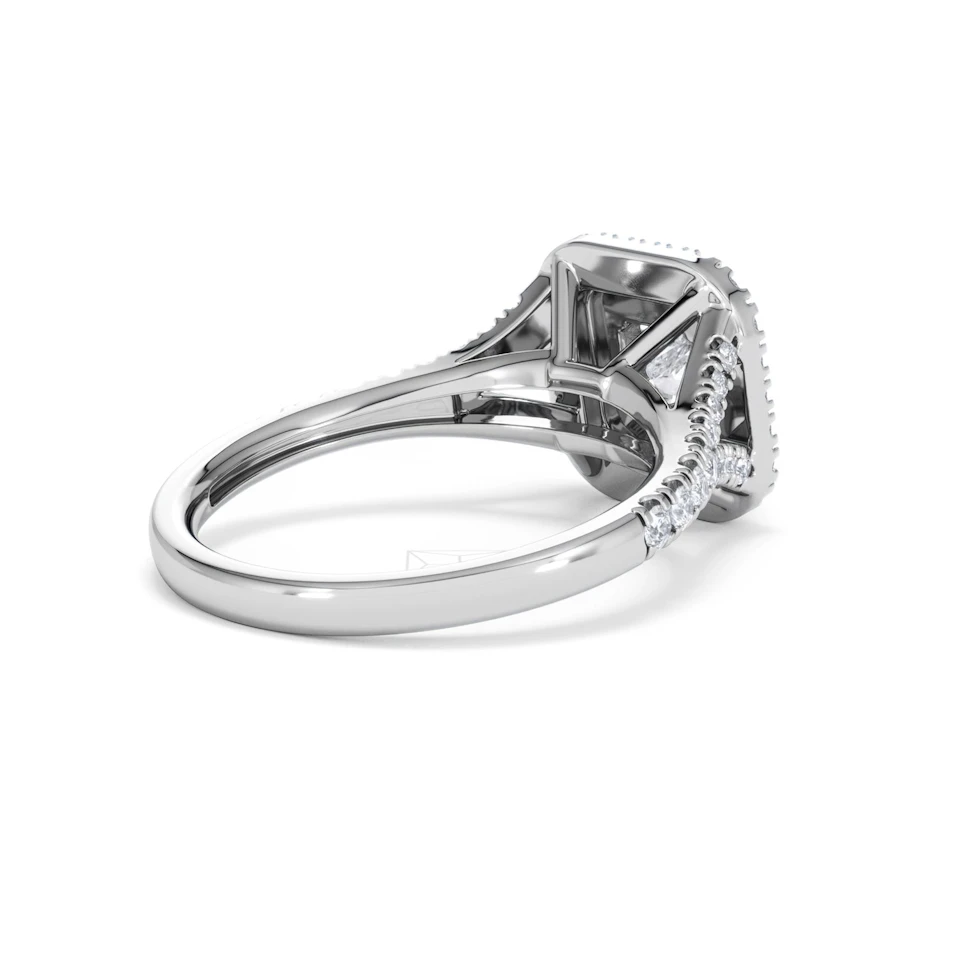 Cleopatra Diamond Halo Engagement Ring 18K White Gold 1.20ct G/SI2
