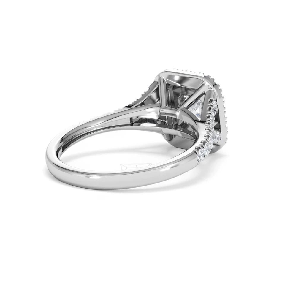 Cleopatra Diamond Halo Engagement Ring 18K White Gold 1.20ct G/SI2