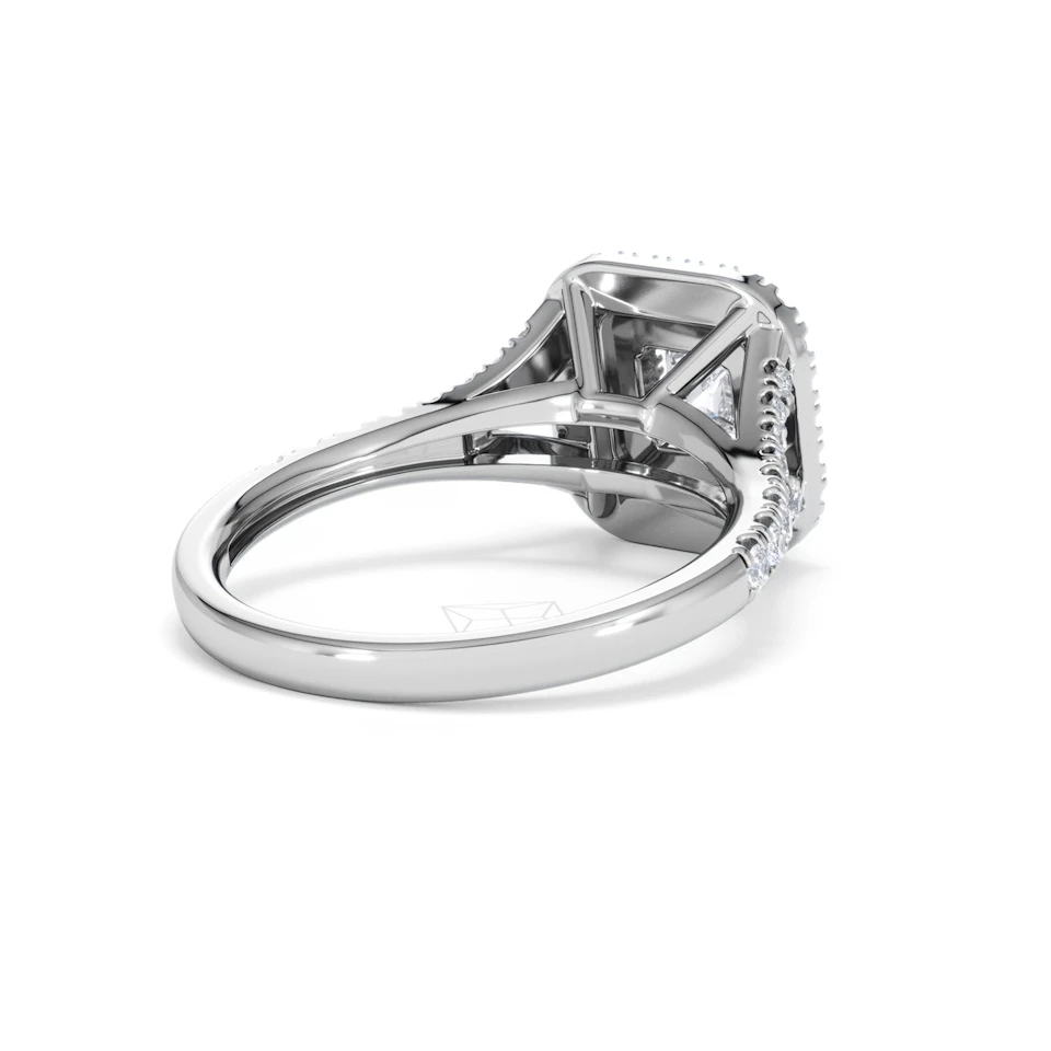 Cleopatra Lab Diamond Halo Engagement Ring 18K White Gold 1.20ct F/VS1