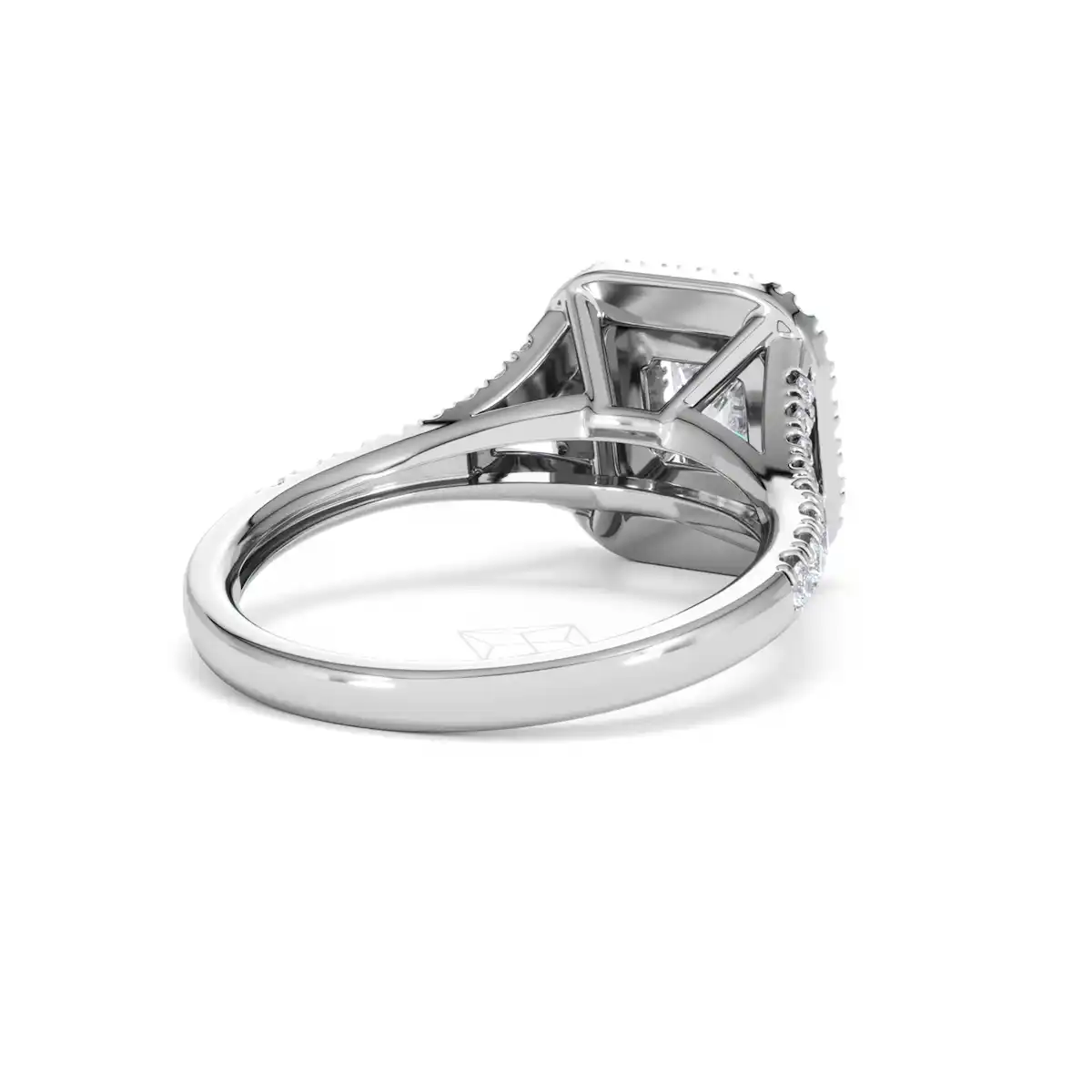 Cleopatra Lab Diamond Halo Engagement Ring 18K White Gold 1.20ct F/VS1