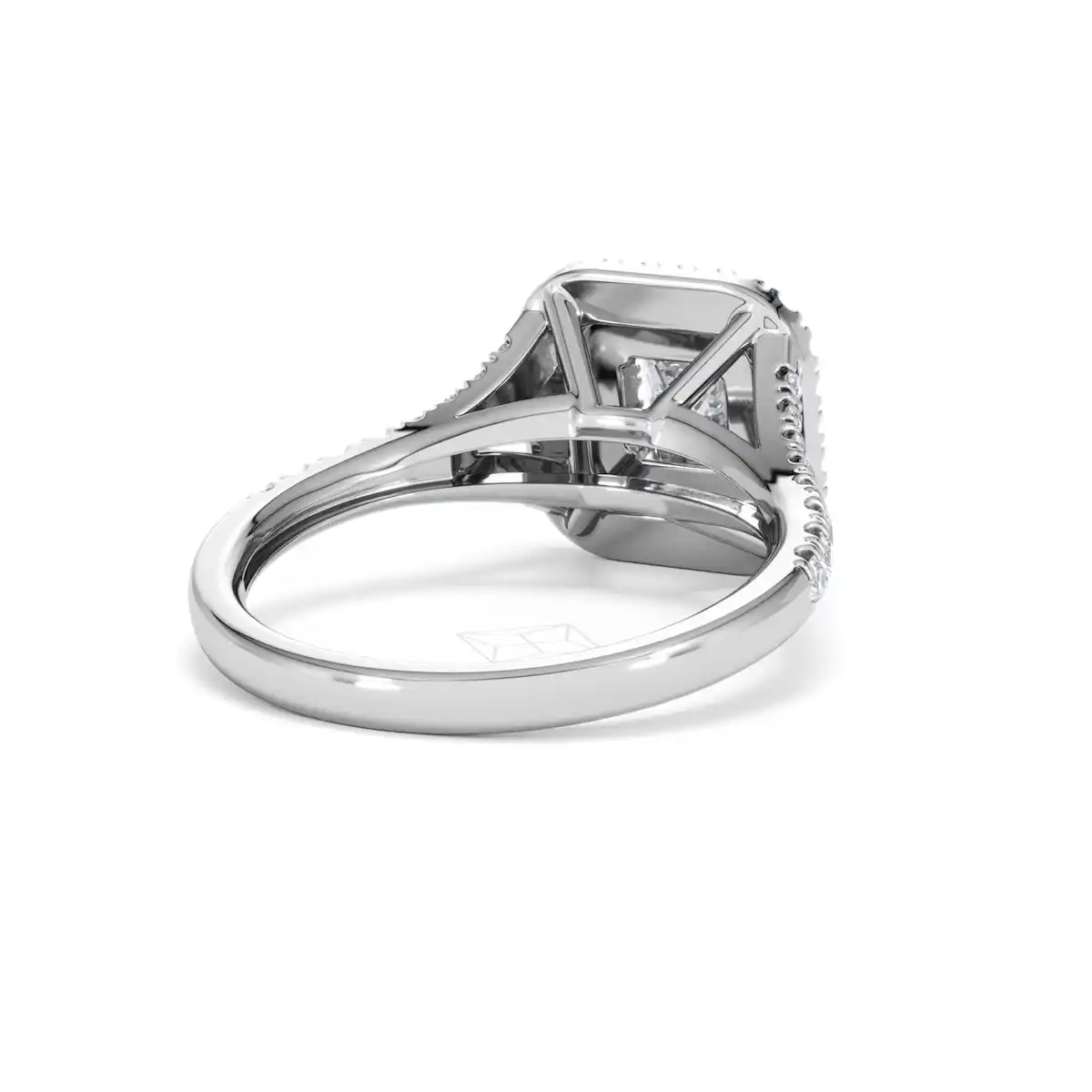 Cleopatra Diamond Halo Engagement Ring 18K White Gold 1.20ct G/SI2