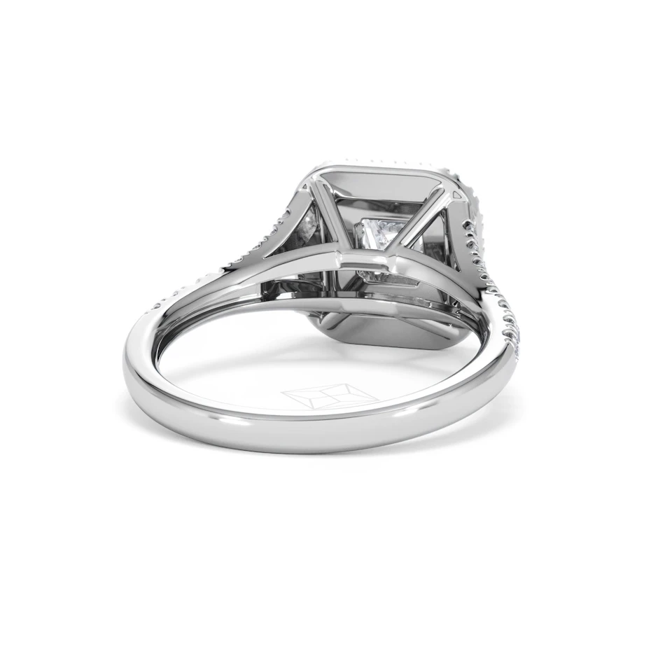 Cleopatra Diamond Halo Engagement Ring 18K White Gold 1.20ct G/SI2
