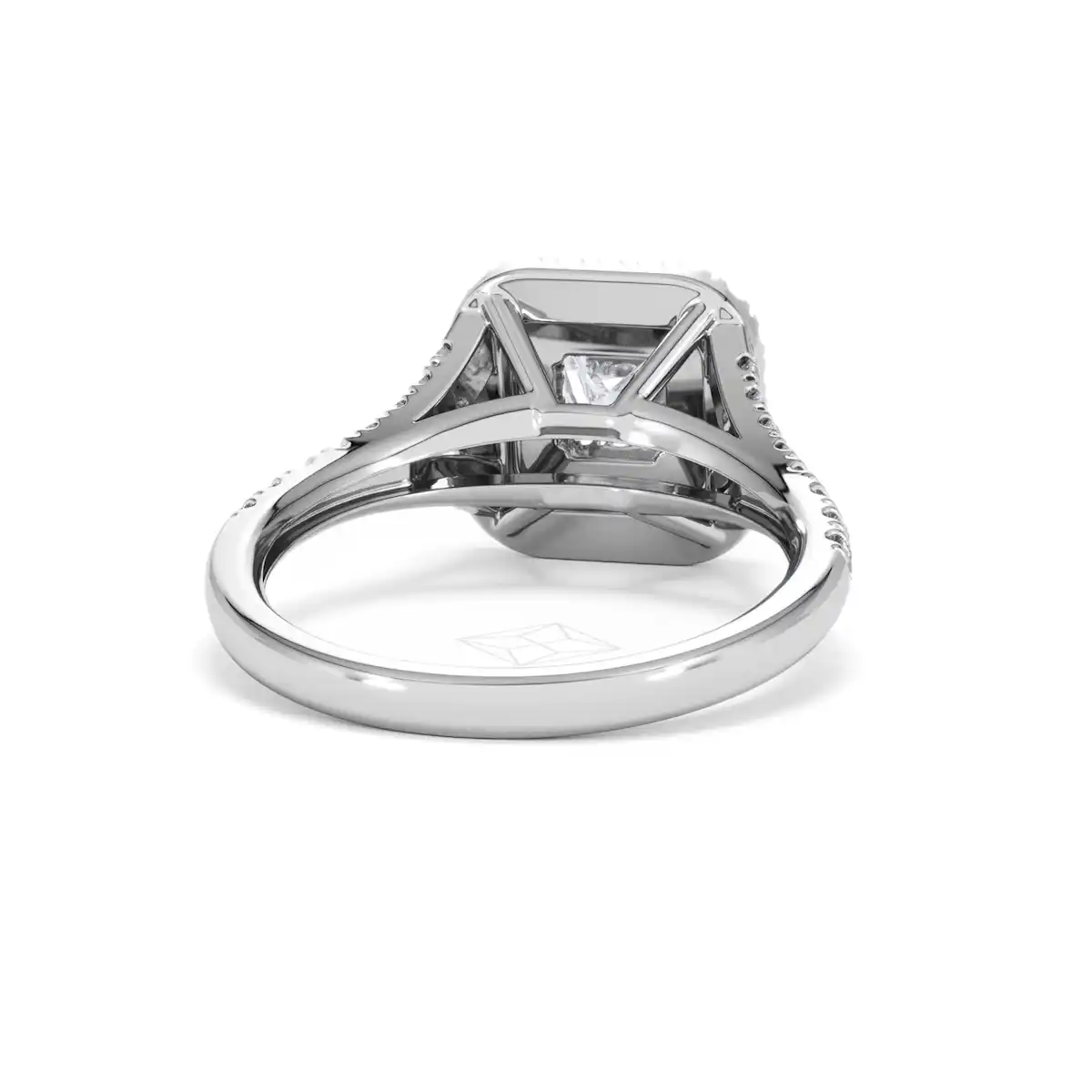 Cleopatra Diamond Halo Engagement Ring 18K White Gold 1.20ct G/SI2