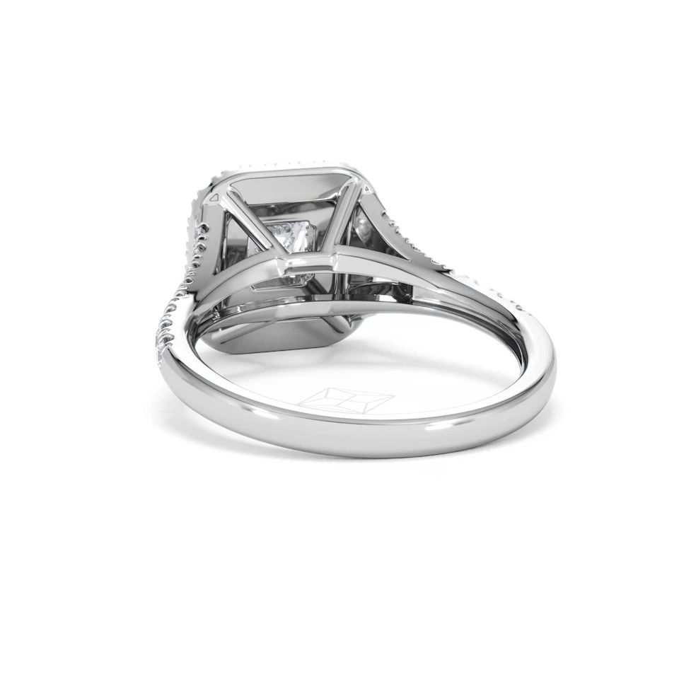 Cleopatra Lab Diamond Halo Engagement Ring 18K White Gold 1.20ct F/VS1