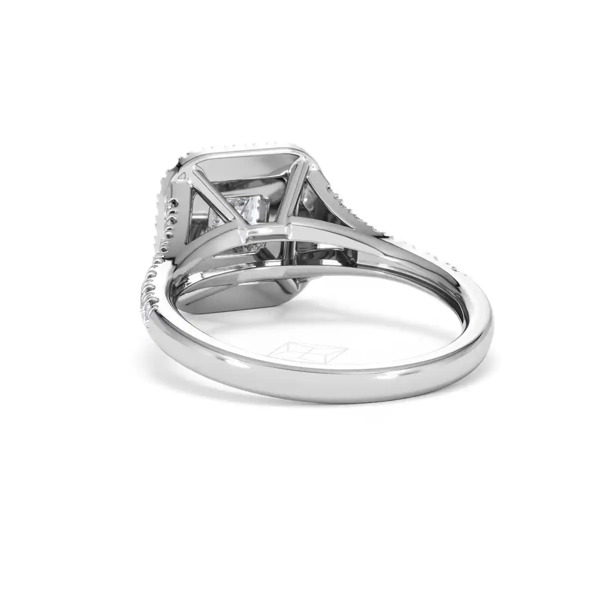 Cleopatra Lab Diamond Halo Engagement Ring 18K White Gold 1.20ct F/VS1