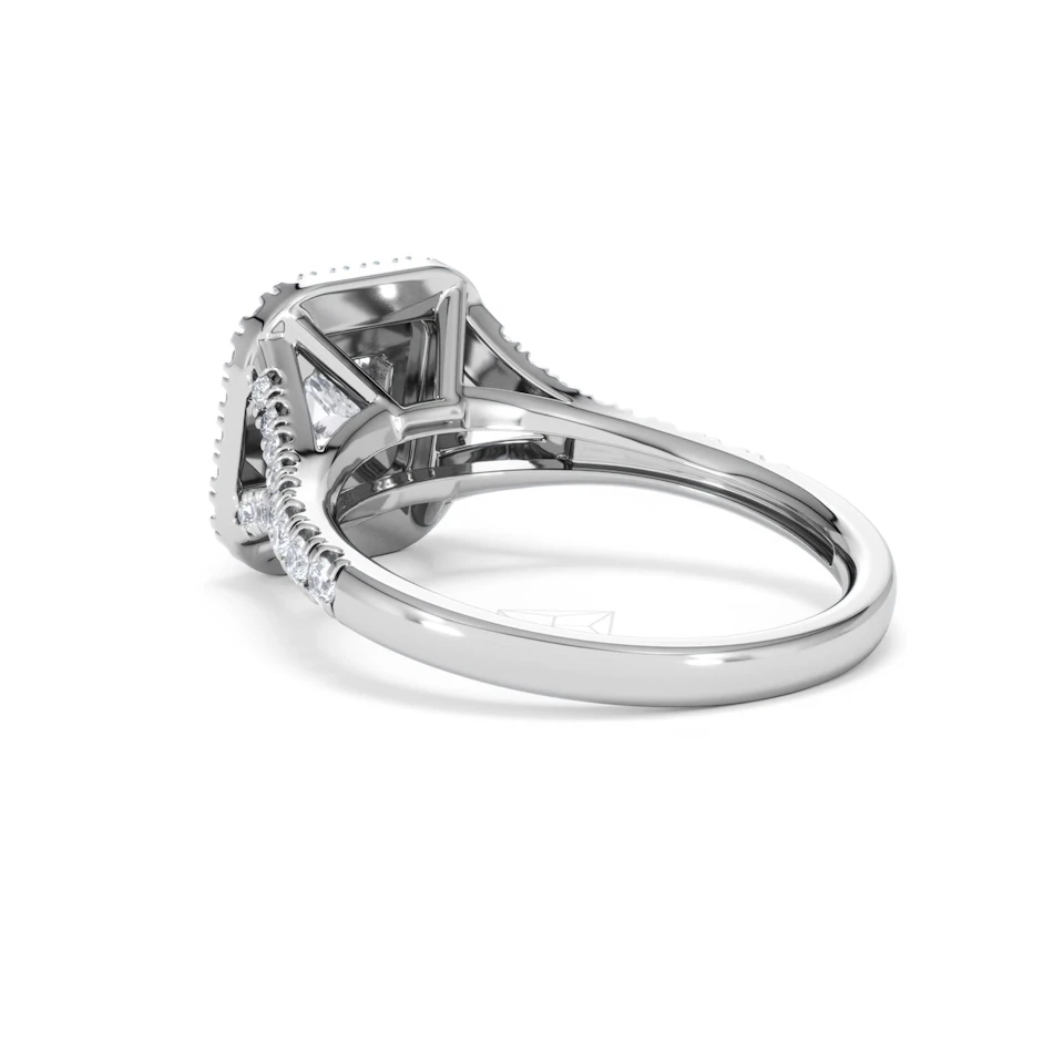 Cleopatra Diamond Halo Engagement Ring 18K White Gold 1.20ct G/SI2