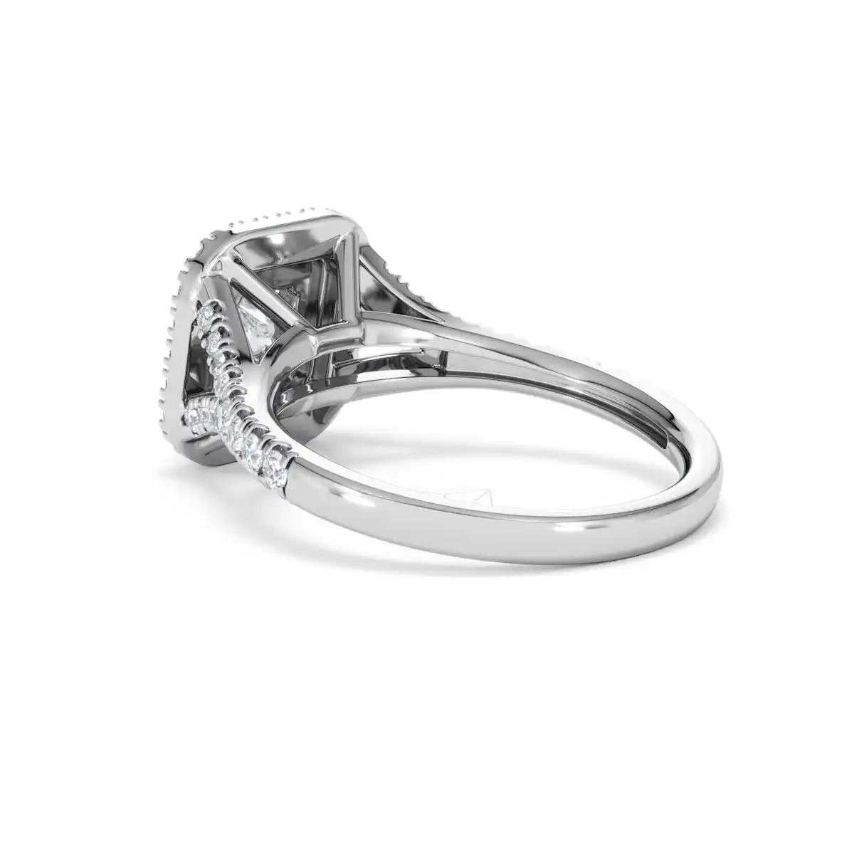 Cleopatra Lab Diamond Halo Engagement Ring 18K White Gold 1.20ct F/VS1