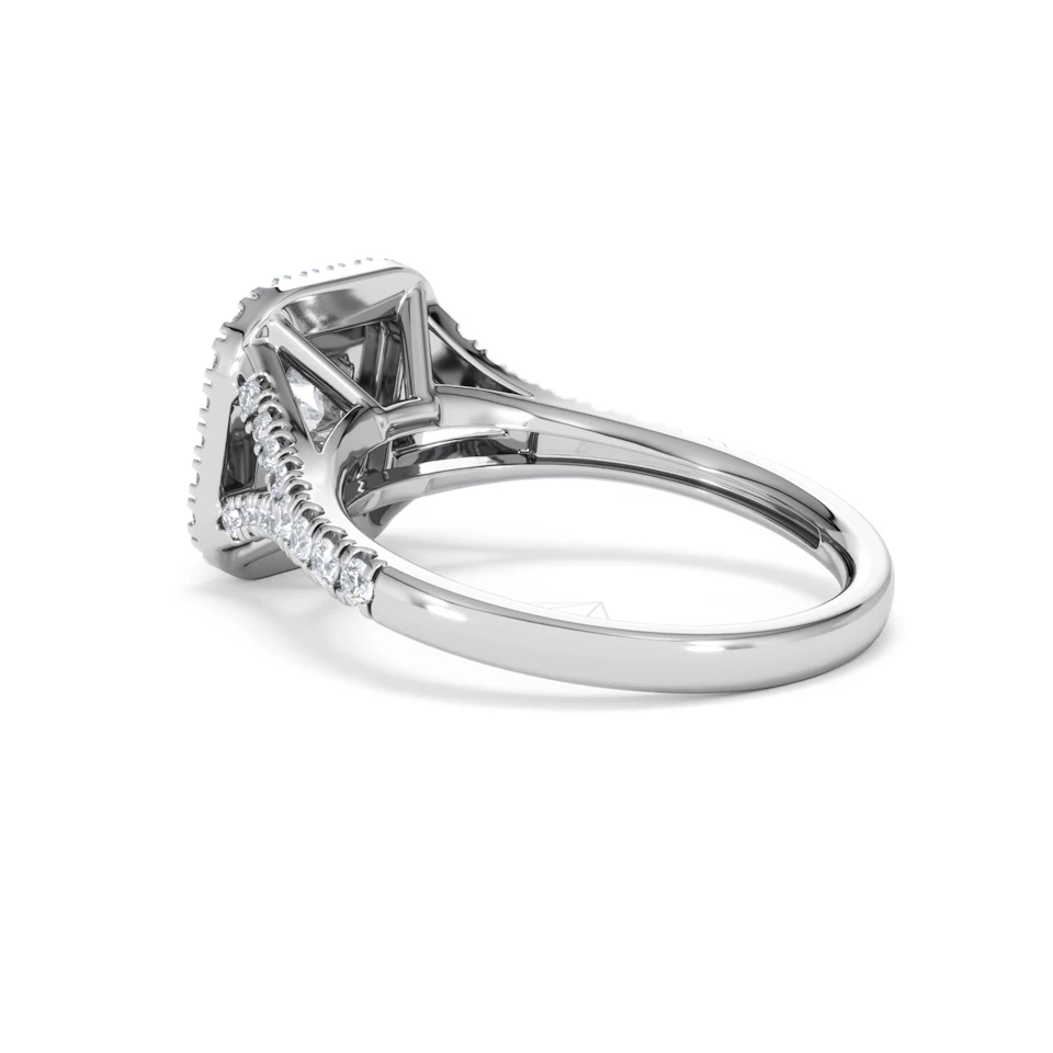 Cleopatra Lab Diamond Halo Engagement Ring 18K White Gold 1.20ct F/VS1