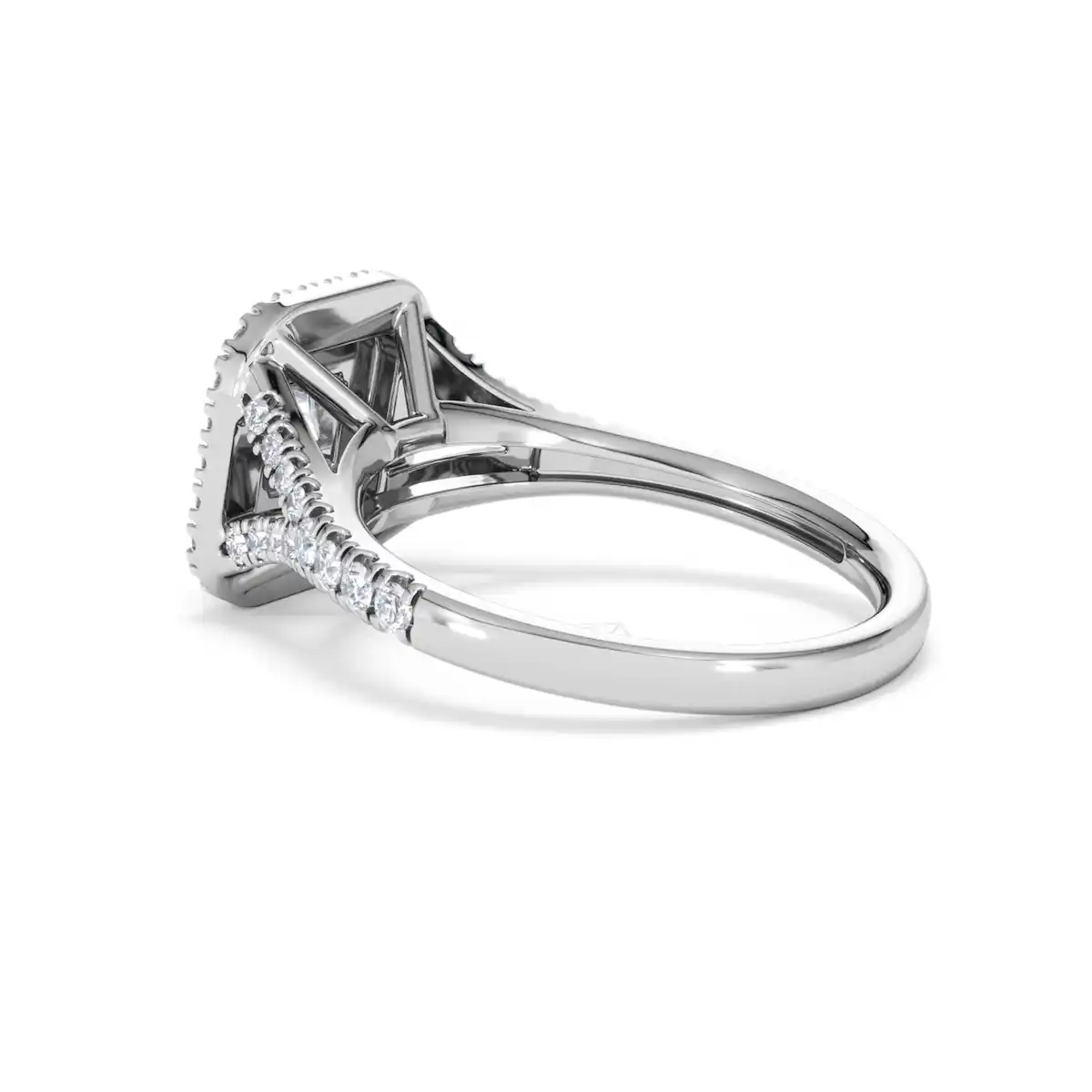 Cleopatra Diamond Halo Engagement Ring 18K White Gold 1.20ct G/SI2