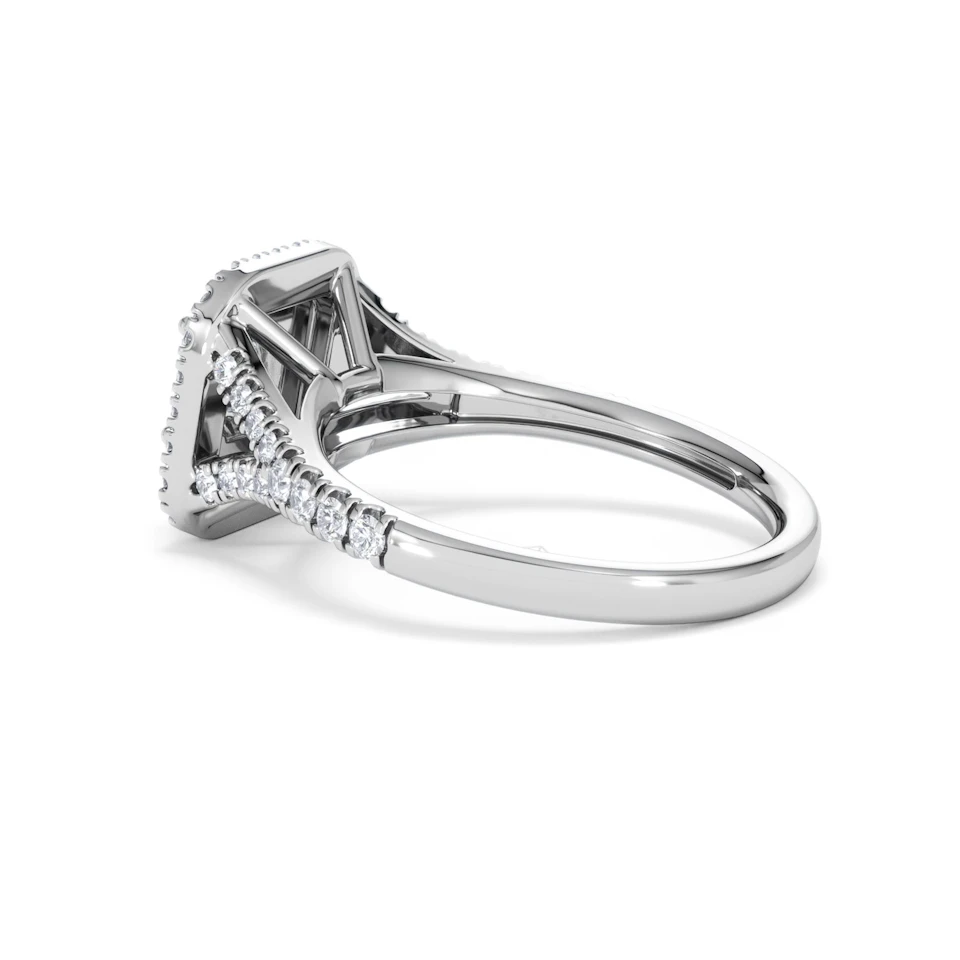 Cleopatra Lab Diamond Halo Engagement Ring 18K White Gold 1.20ct F/VS1