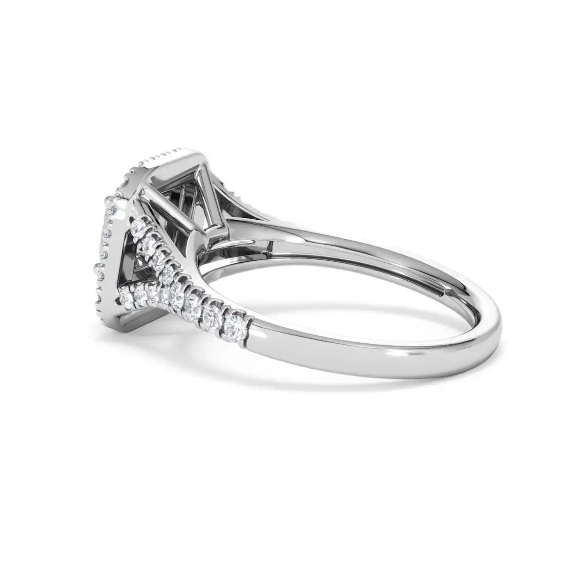 Cleopatra Diamond Halo Engagement Ring 18K White Gold 1.20ct G/SI2