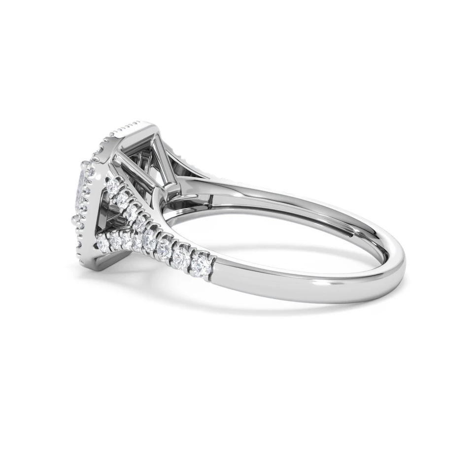 Cleopatra Lab Diamond Halo Engagement Ring 18K White Gold 1.20ct F/VS1