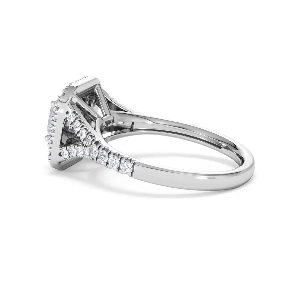 Cleopatra Lab Diamond Halo Engagement Ring 18K White Gold 1.20ct F/VS1