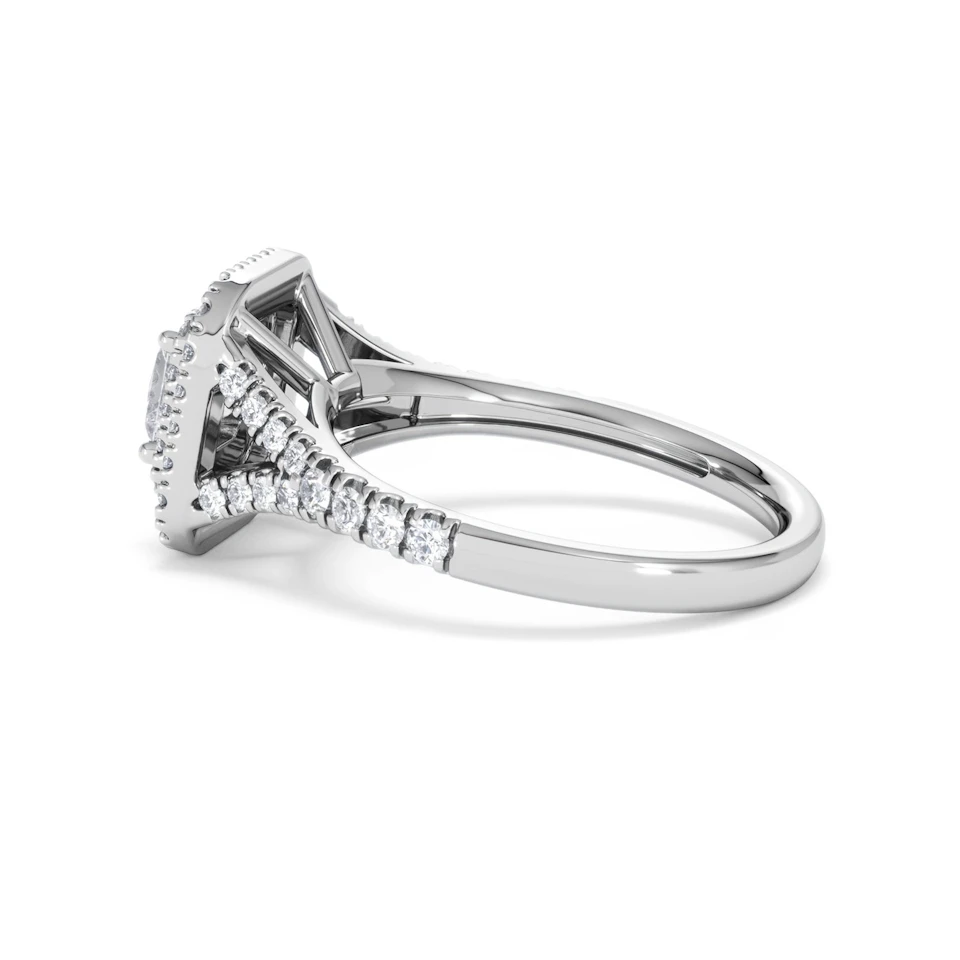 Cleopatra Lab Diamond Halo Engagement Ring in Platinum 1.20ct F/VS1
