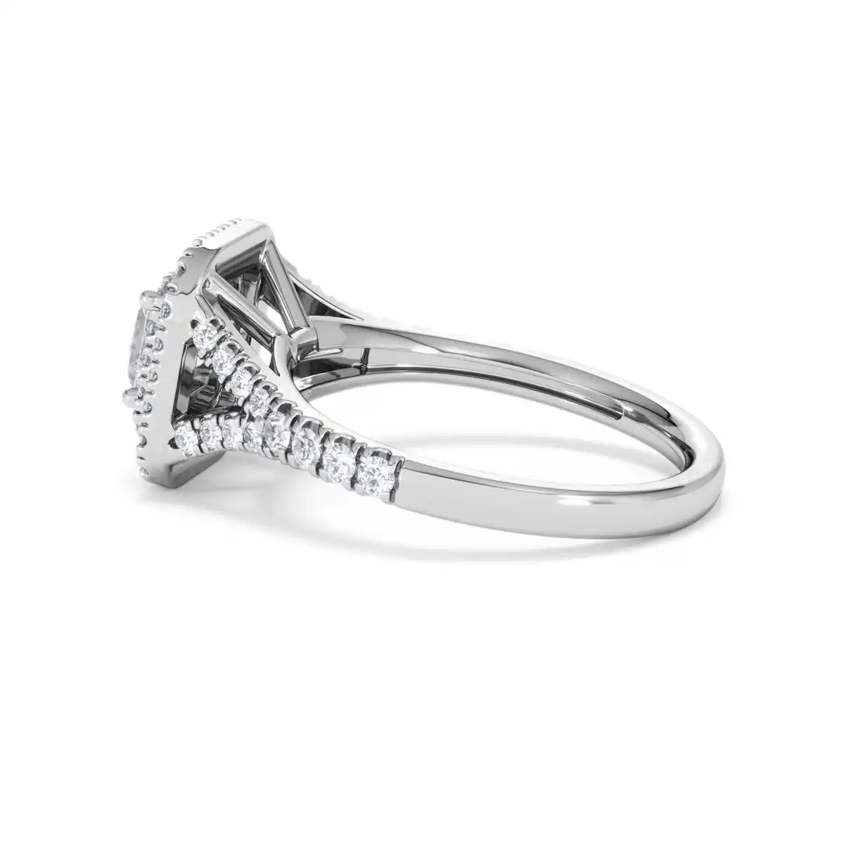 Cleopatra Lab Diamond Halo Engagement Ring 18K White Gold 1.20ct F/VS1