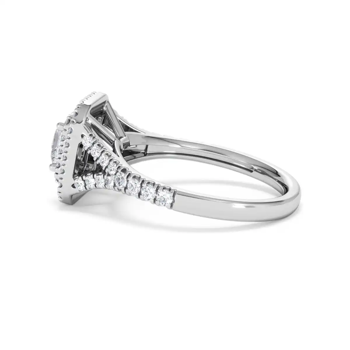 Cleopatra Diamond Halo Engagement Ring in Platinum 1.20ct G/SI2