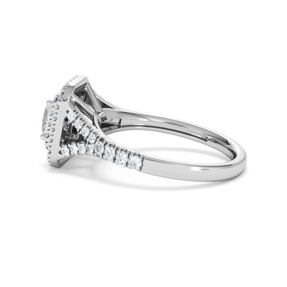 Cleopatra Diamond Halo Engagement Ring 18K White Gold 1.20ct G/SI2