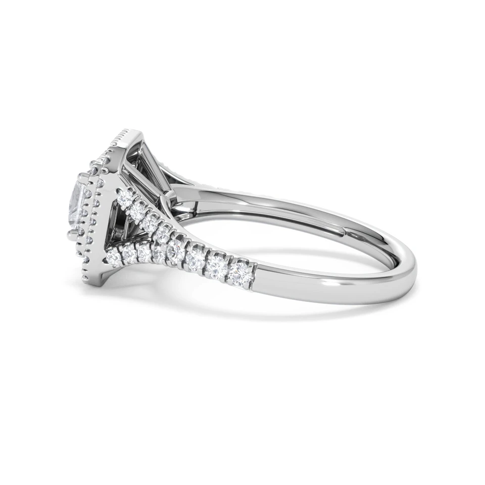 Cleopatra Diamond Halo Engagement Ring in Platinum 1.20ct G/SI2