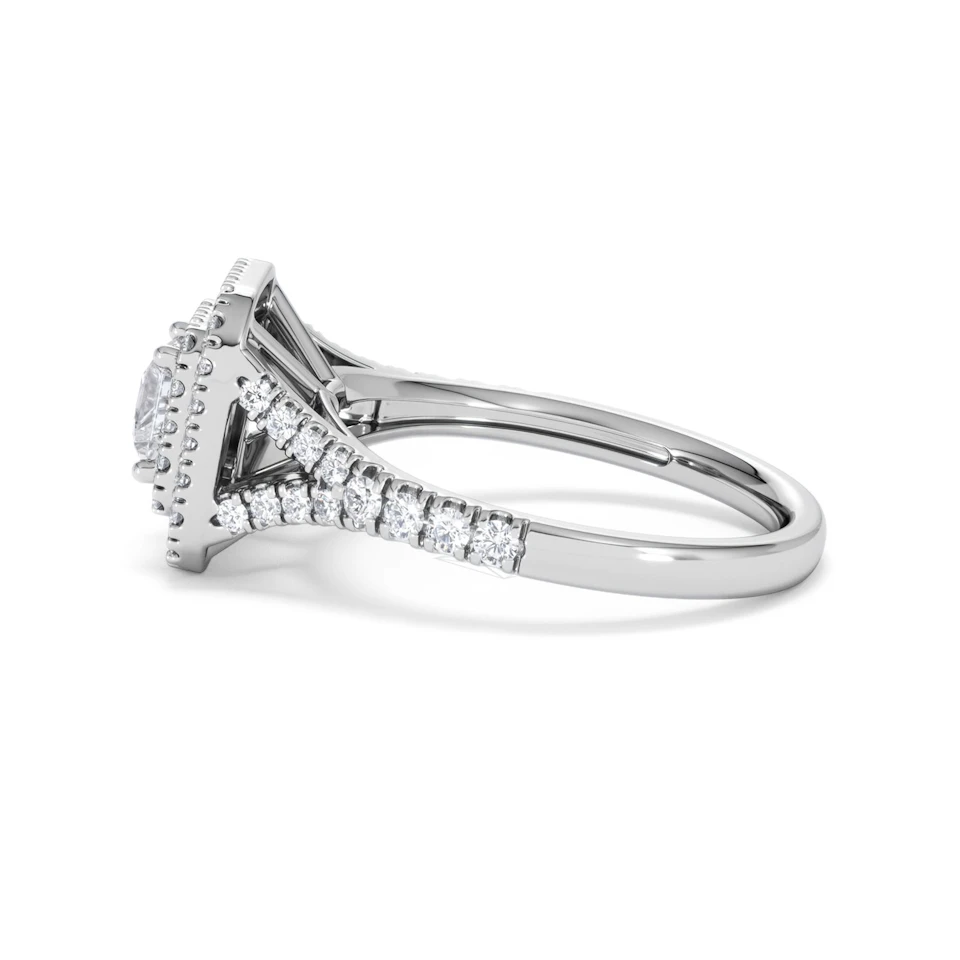 Cleopatra Diamond Halo Engagement Ring 18K White Gold 1.20ct G/SI2