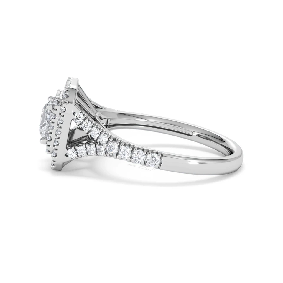 Cleopatra Diamond Halo Engagement Ring in Platinum 1.20ct G/SI2