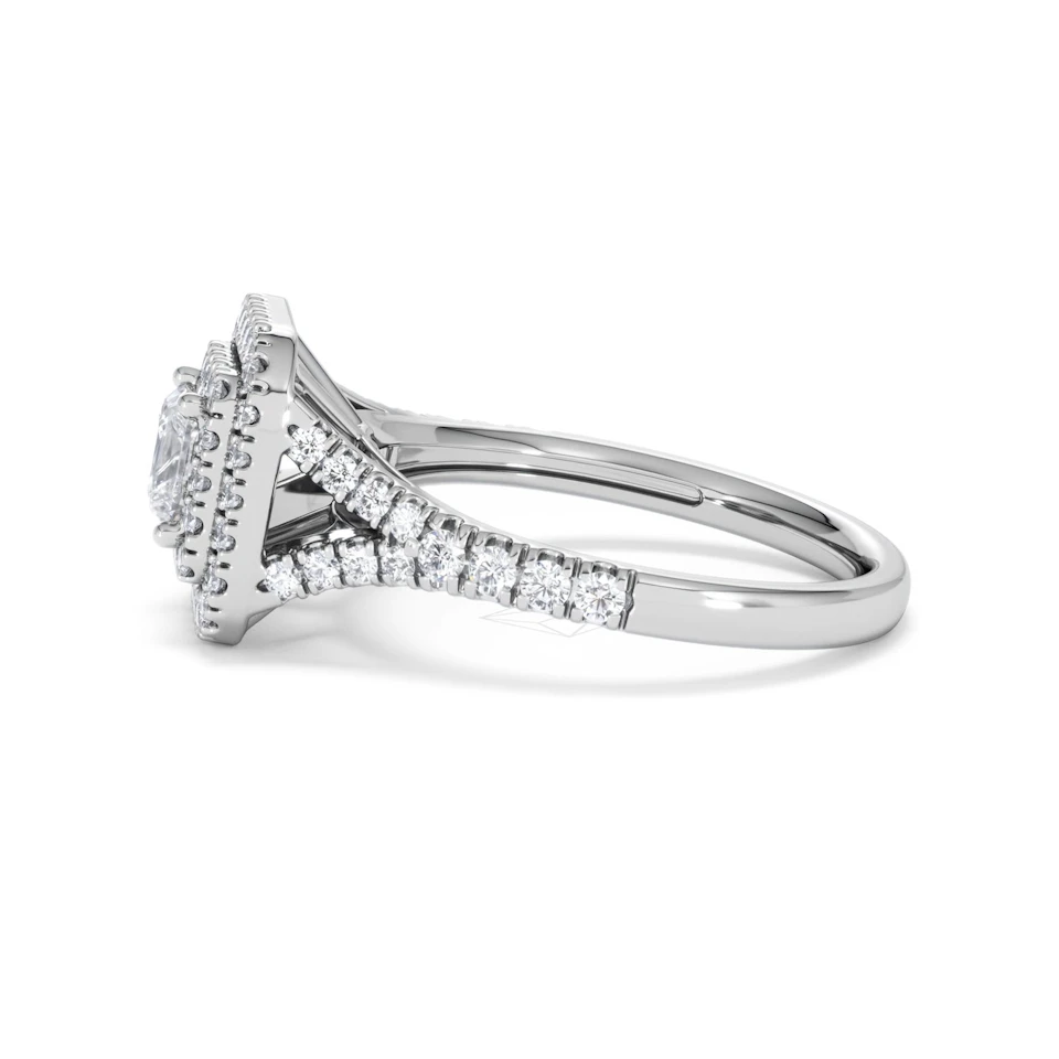 Cleopatra Lab Diamond Halo Engagement Ring 18K White Gold 1.20ct F/VS1