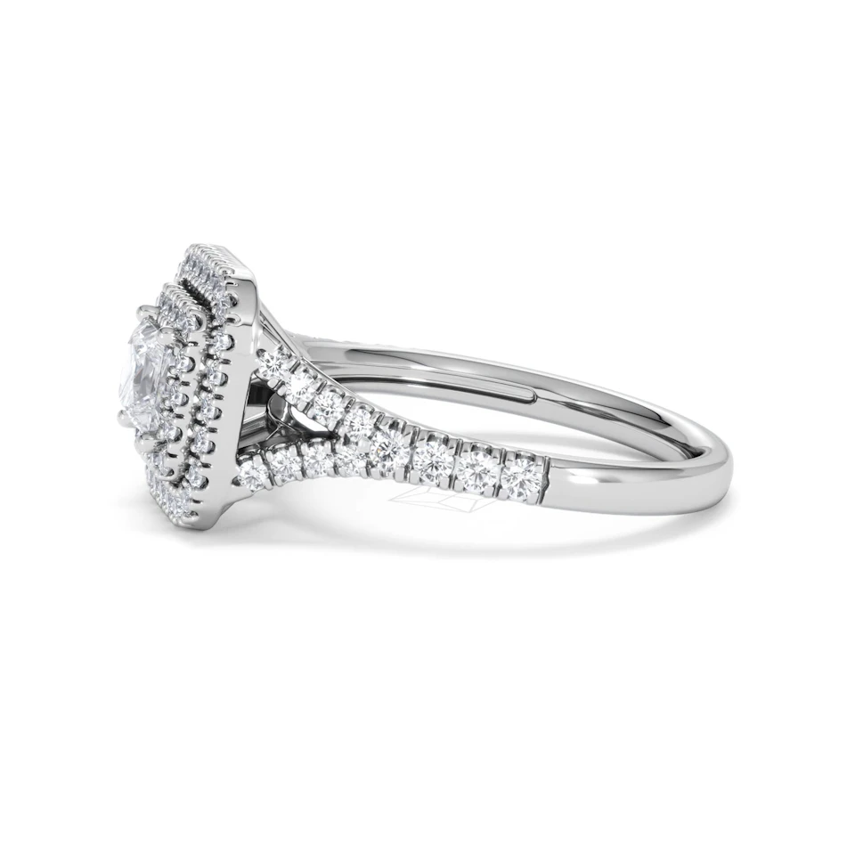 Cleopatra Lab Diamond Halo Engagement Ring in Platinum 1.20ct F/VS1