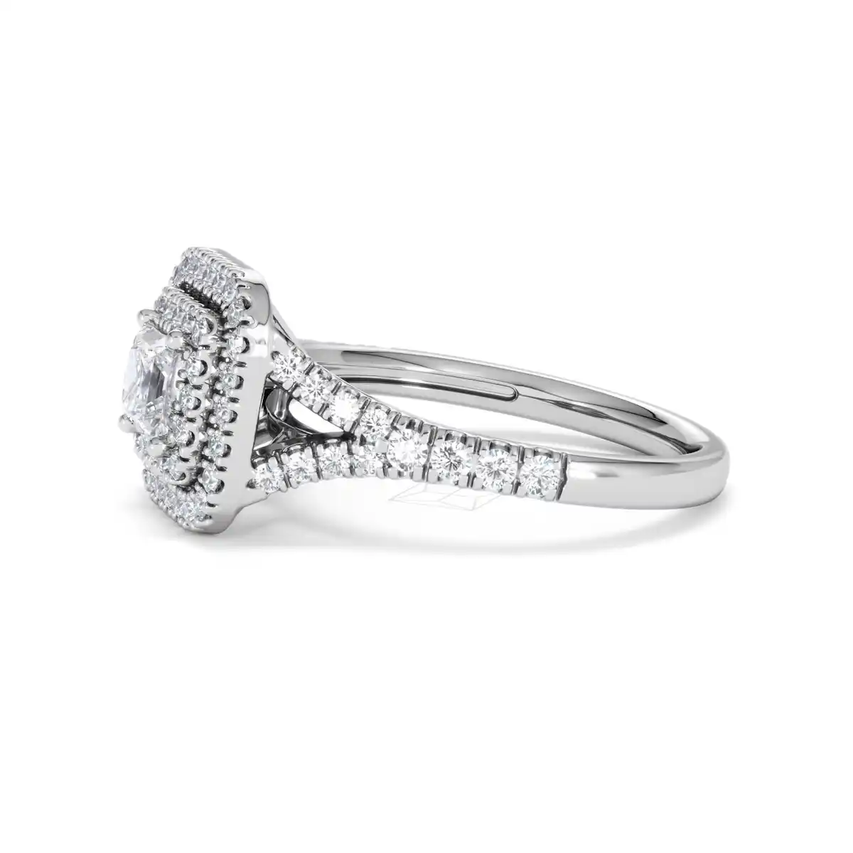 Cleopatra Lab Diamond Halo Engagement Ring in Platinum 1.20ct F/VS1