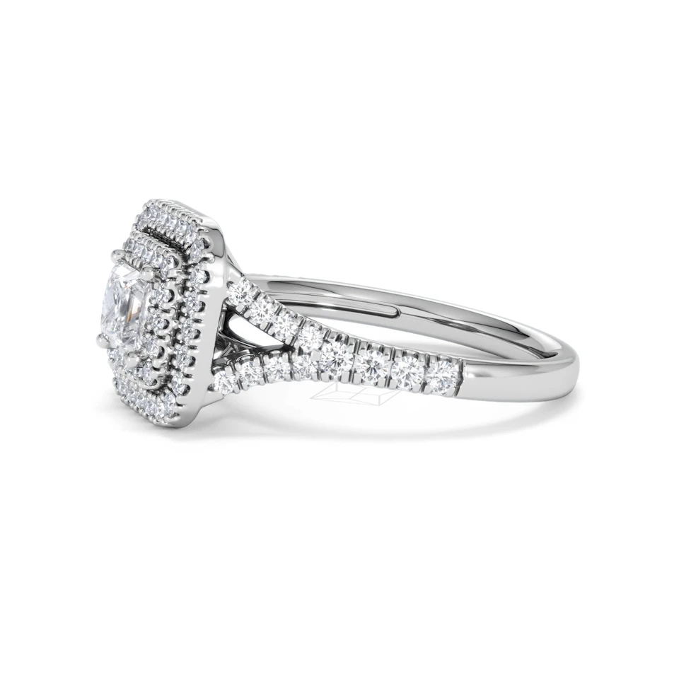 Cleopatra Diamond Halo Engagement Ring in Platinum 1.20ct G/SI2