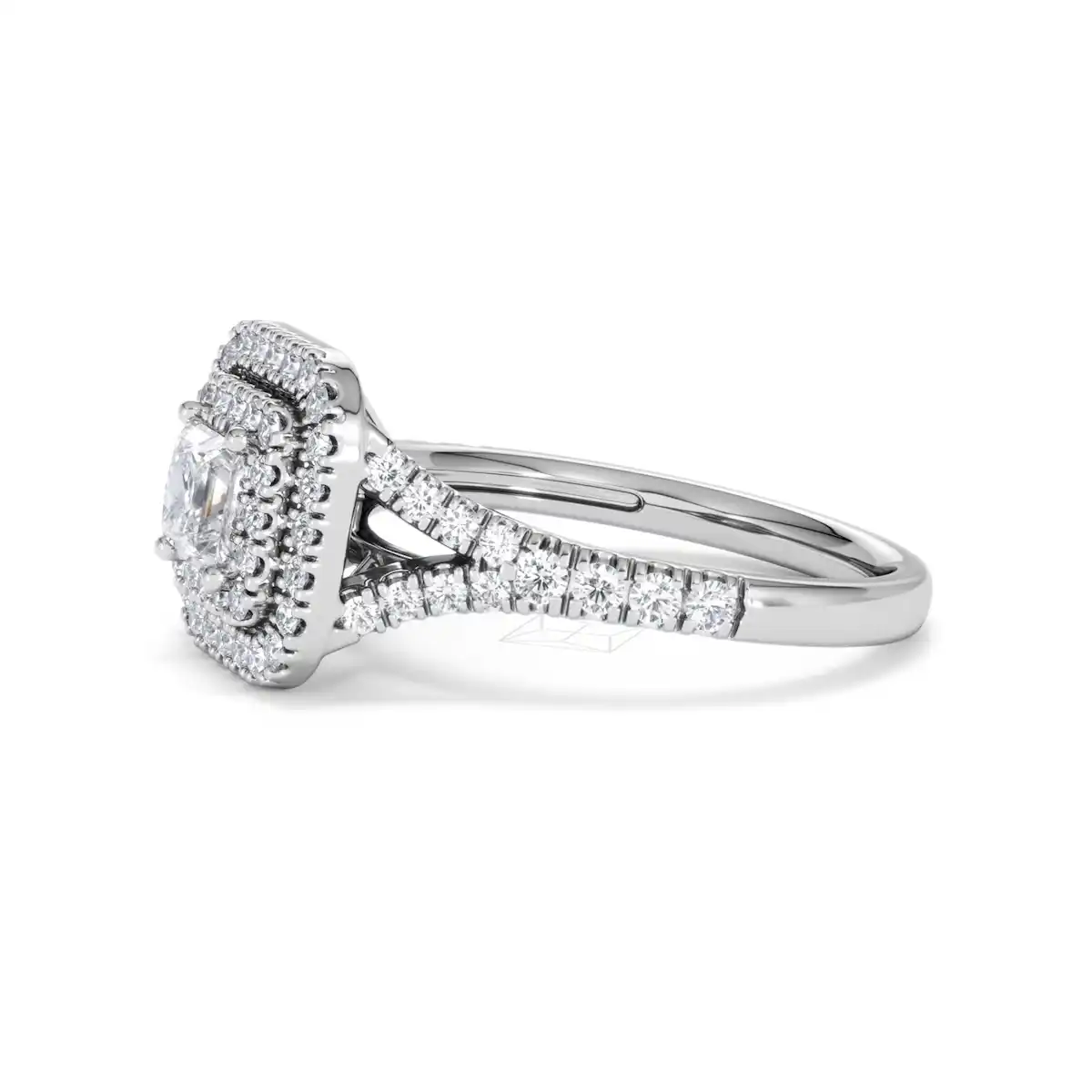 Cleopatra Lab Diamond Halo Engagement Ring in Platinum 1.20ct F/VS1